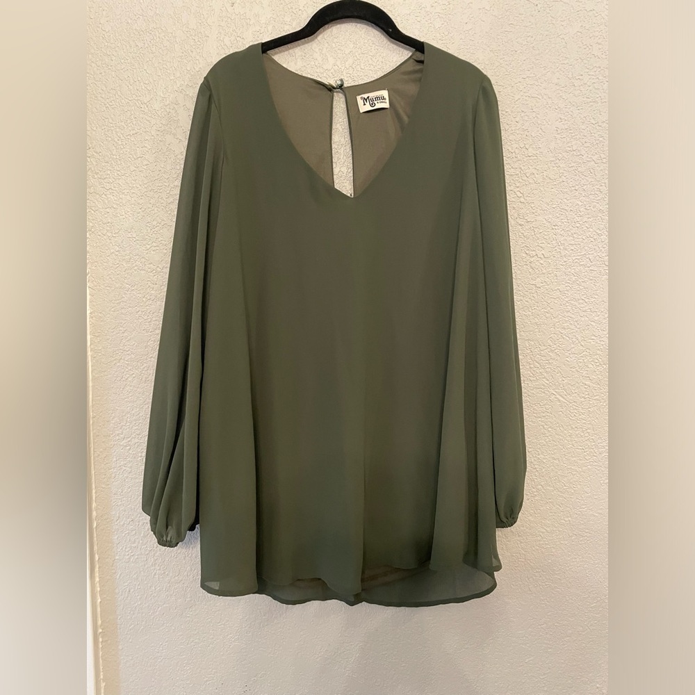 Show Me Your Mumu green balloon sleeve mini dress size extra small